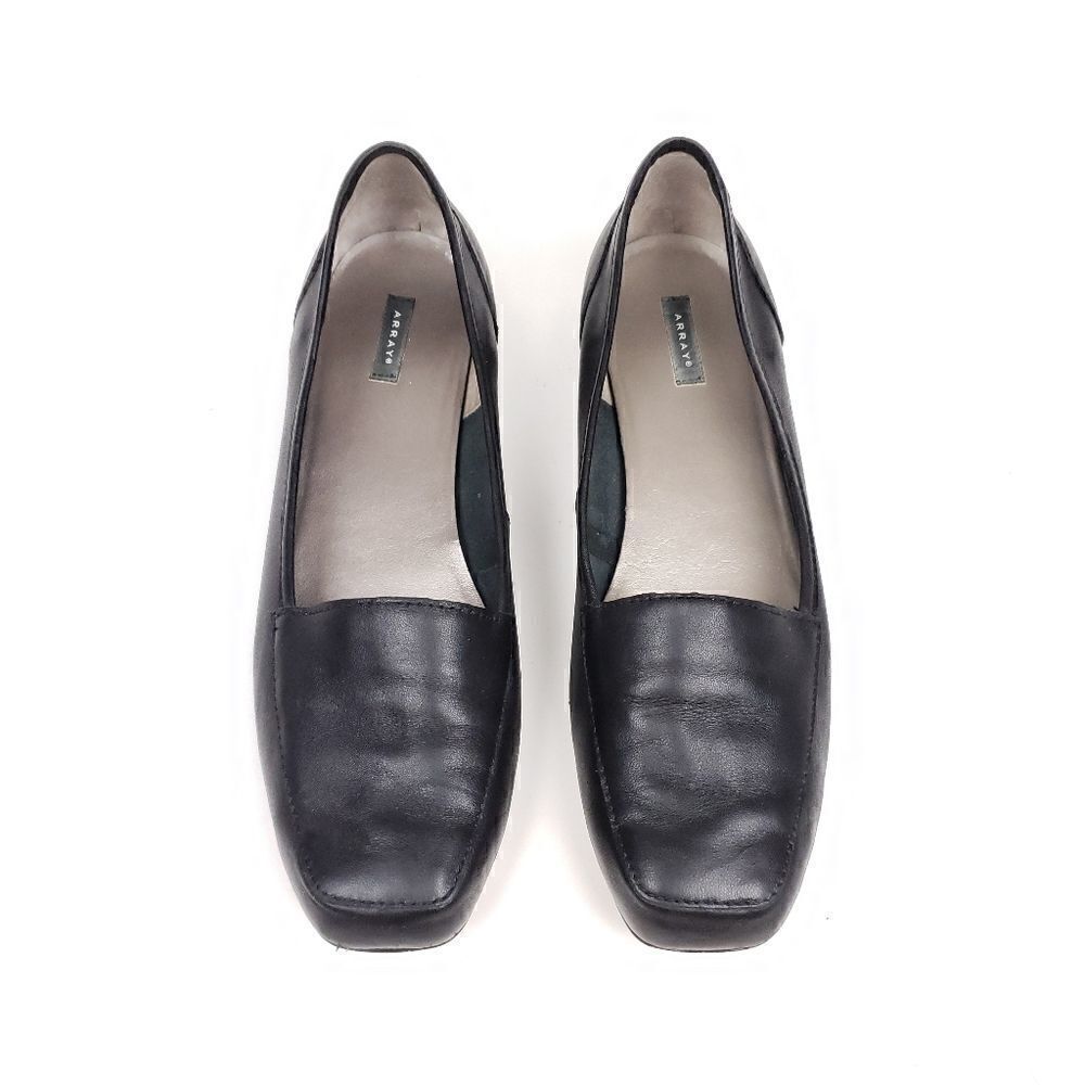 Array Freedom black leather square toe loafers 10W
